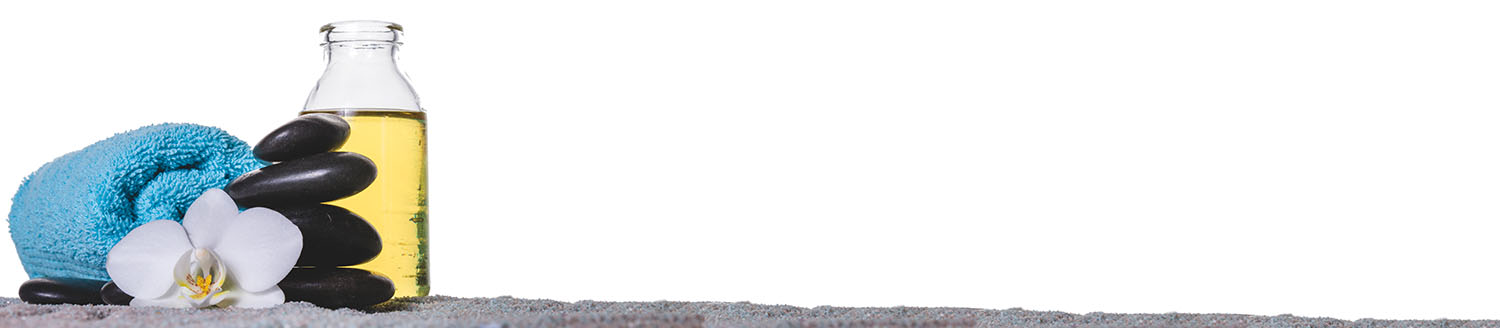 pierres-et-huile-sur-serviette-grise